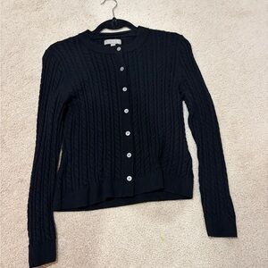 J. Crew Black Cable Knit Cardigan